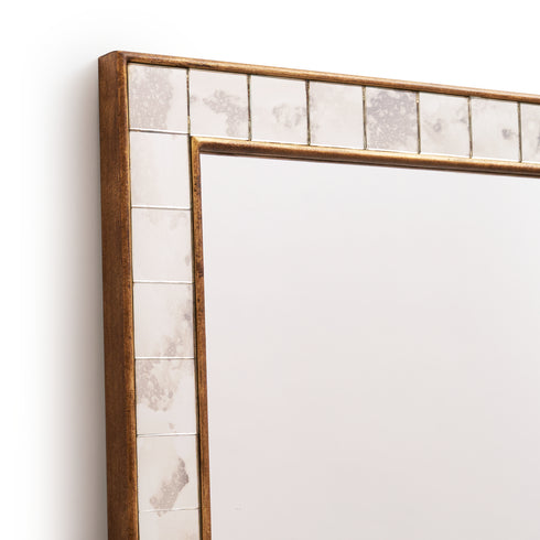 Antiqued tiled wall mirror