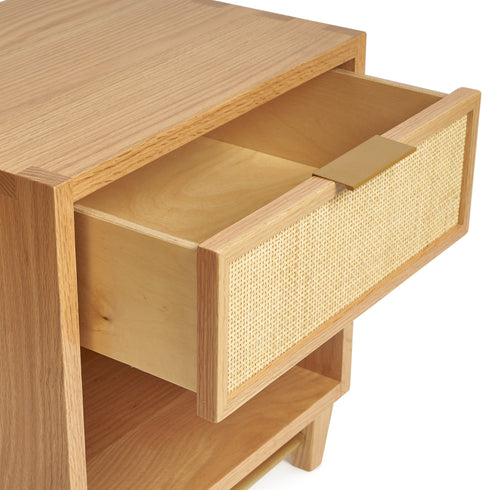 Cane and Oak Nightstand