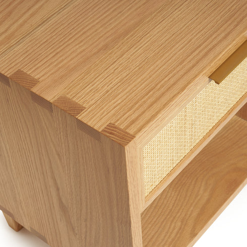 Cane and Oak Nightstand