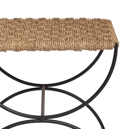 Metal & seagrass accent stool