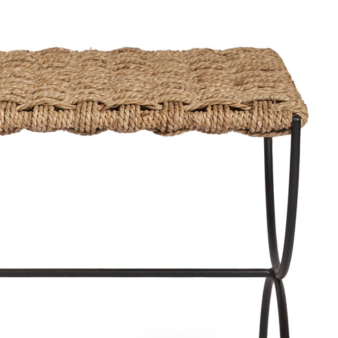Metal & seagrass accent stool