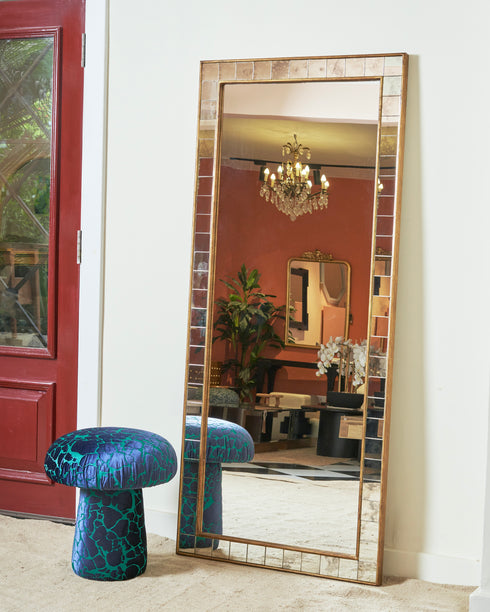 Antiqued tiled wall mirror