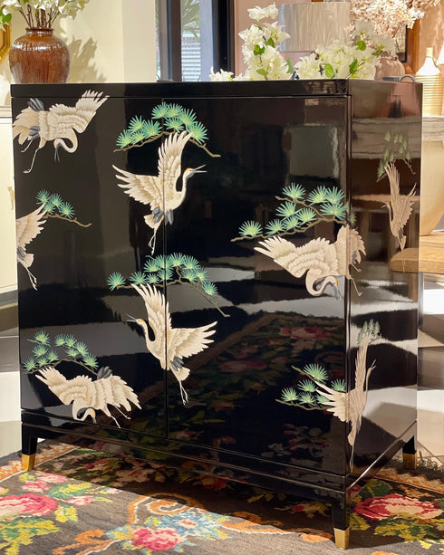 Hand Painted Birds Cabinet