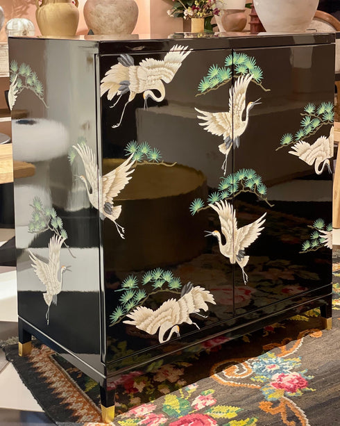 Hand Painted Birds Cabinet