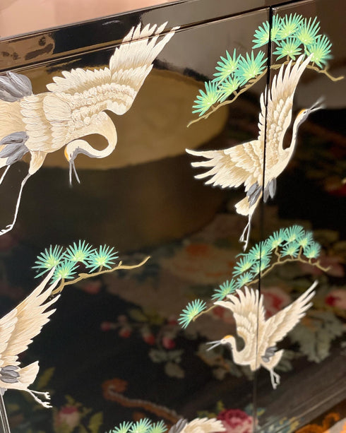 Hand Painted Birds Cabinet