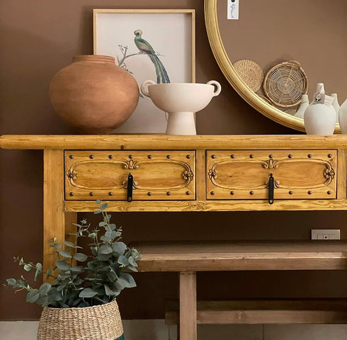 Wood Console with Metal Details