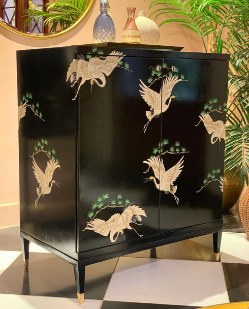 Hand Painted Birds Cabinet