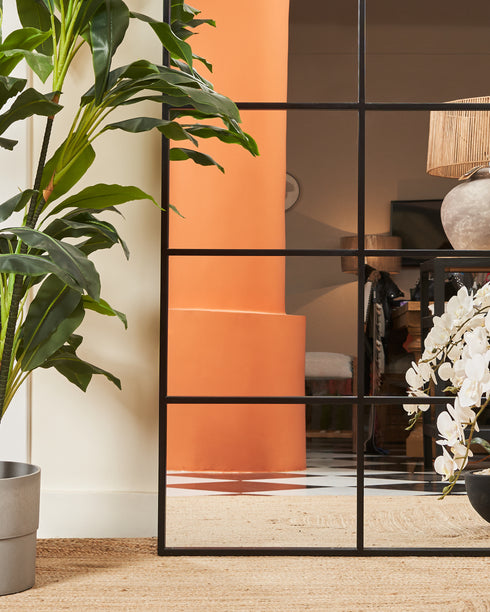Black Windowpane Mirror