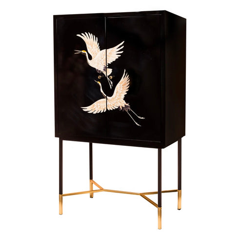 Hand Painted Flying Birds Cabinet